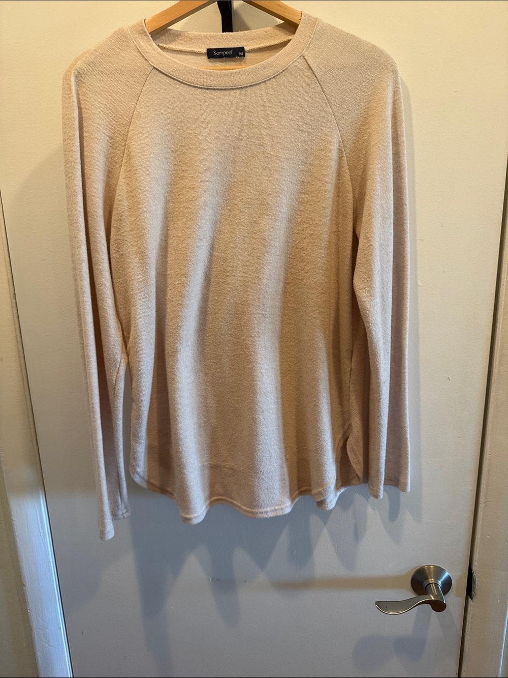 Cozy Crewneck Pullover Sweater in Neutral Cream - Picture 4 of 5